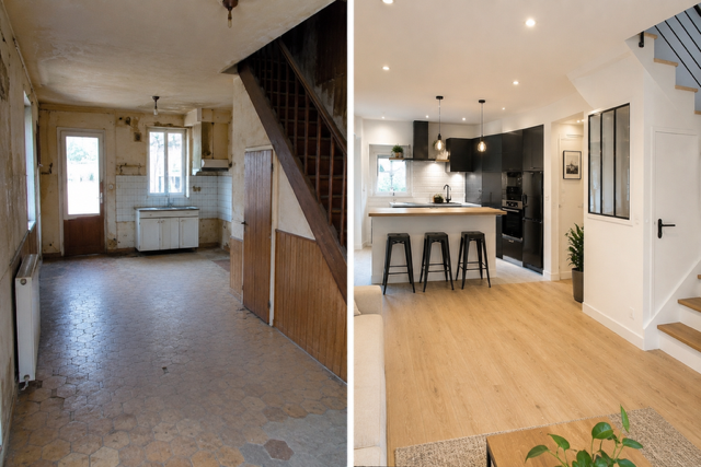 Avant après rénovation appartement moderne