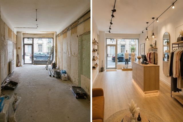 Avant après rénovation commerce professionnel