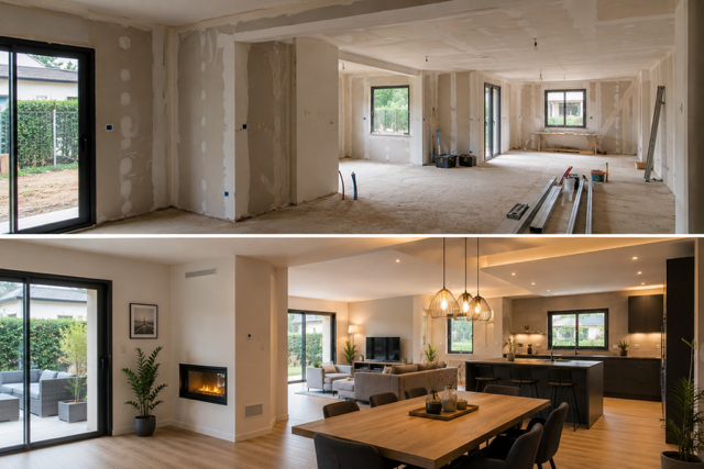 Avant après rénovation maison familiale